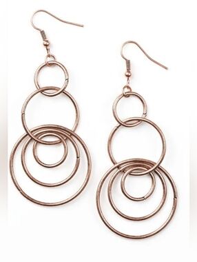 Paparazzi Chic Circles Copper Earrings MWT